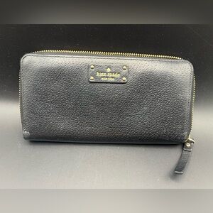 Kate Spade Black Wallet with Gold Zipper